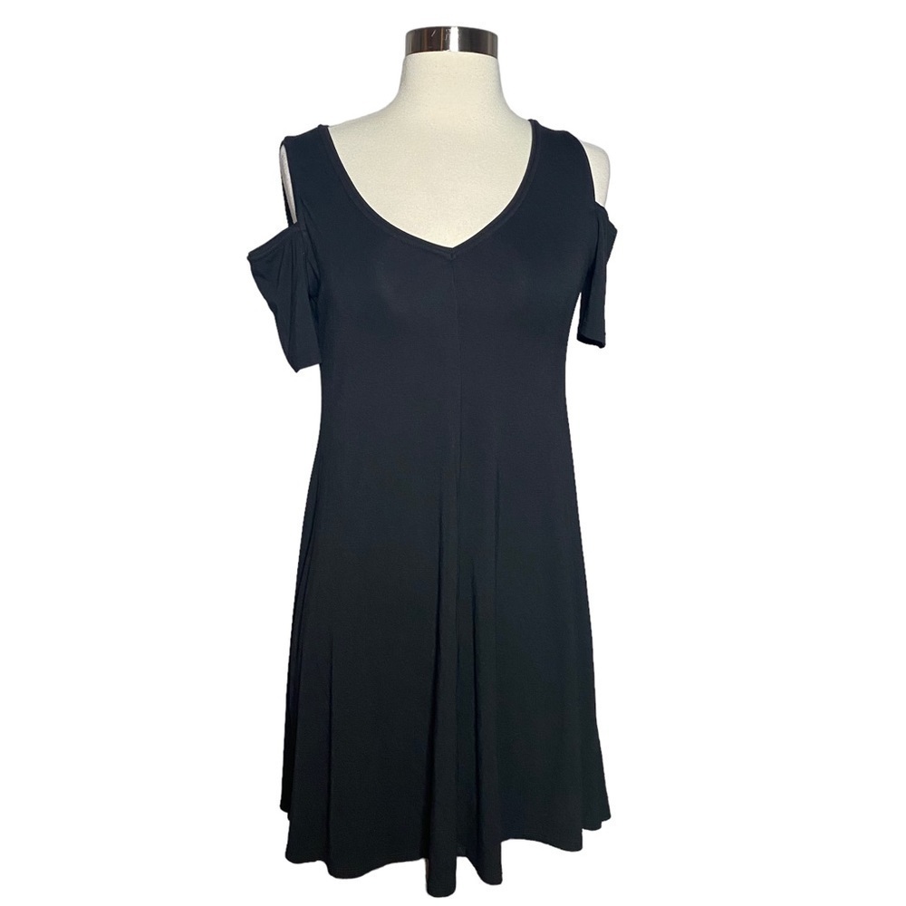 White House Black Market Women Black Cold Shoulder Dress XXS